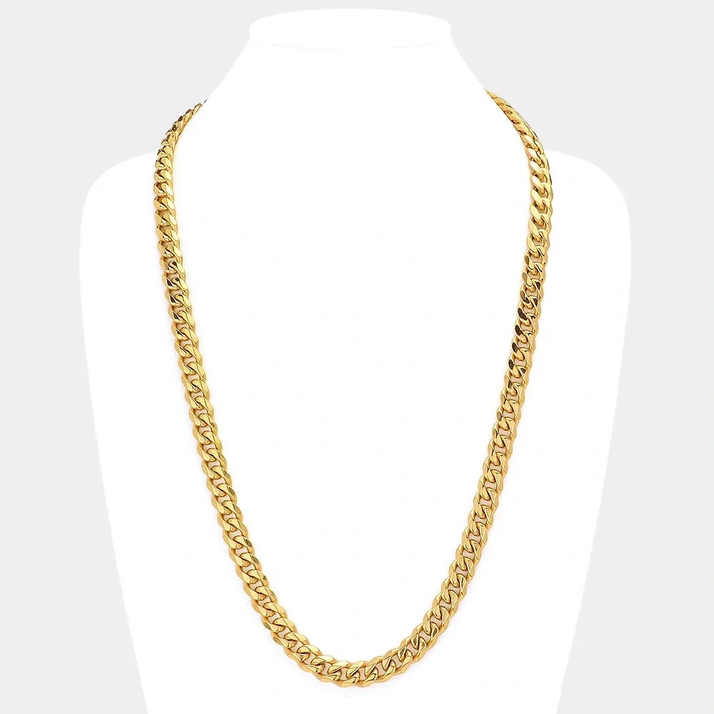 18K Gold Dipped Stainless Steel Cuban Chain Necklace